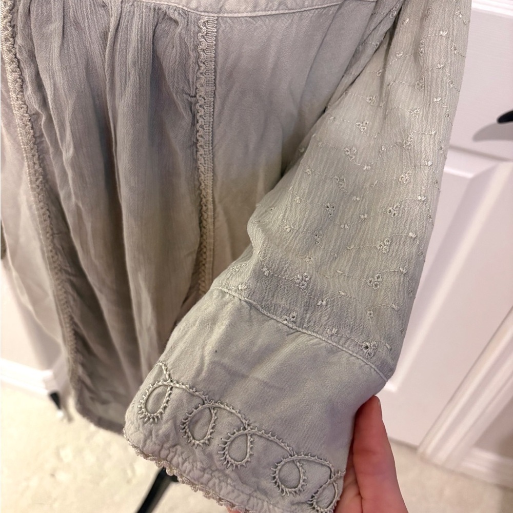 Parsley & Sage Green Embroidered Women's Blouse Top Size L - Picture 3 of 5